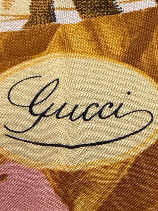 Gucci Accessories - Gucci Vintage Butterfly & Autumn Leaves 100% Silk Scarf